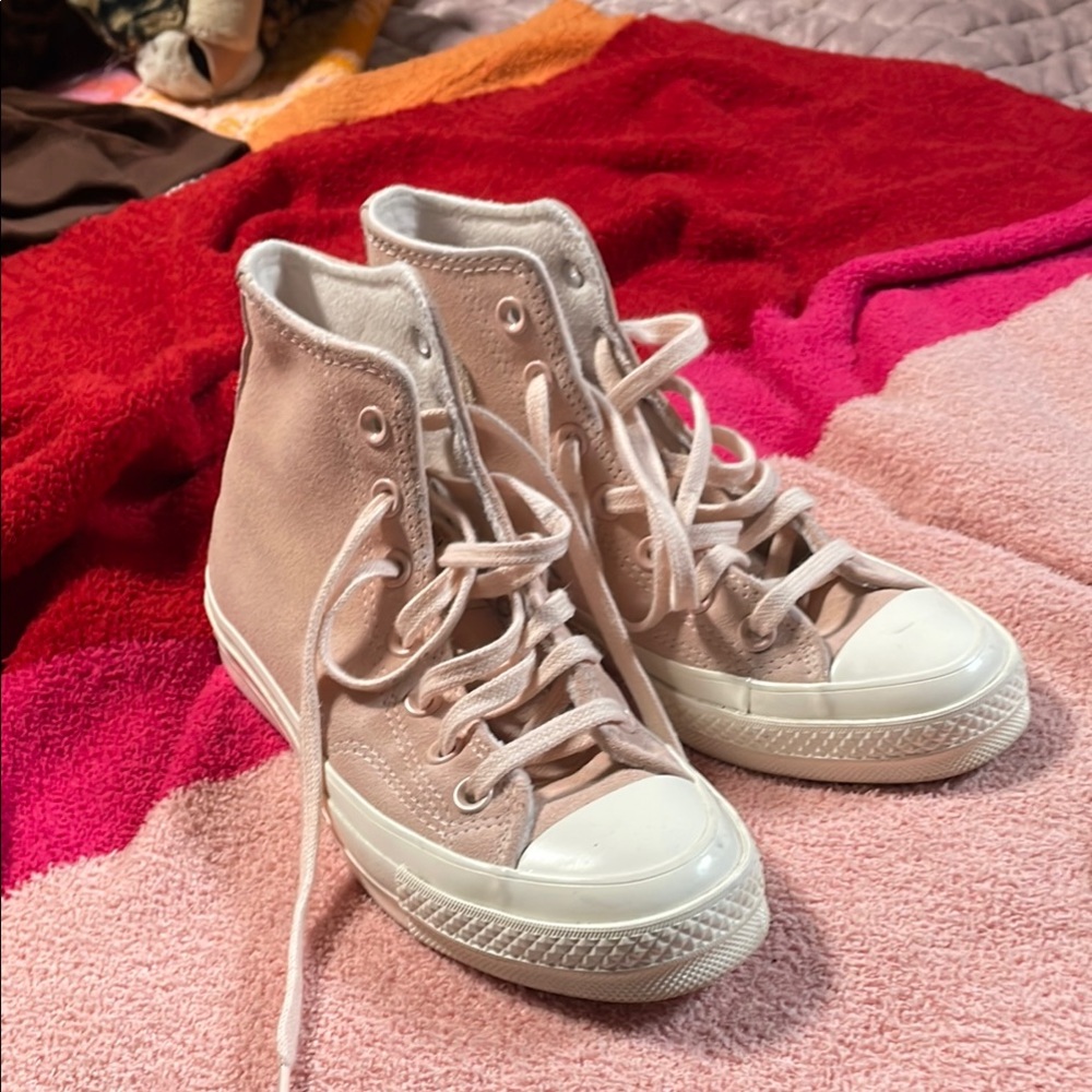 Free People Converse Suede Pink High-Top Sneakers